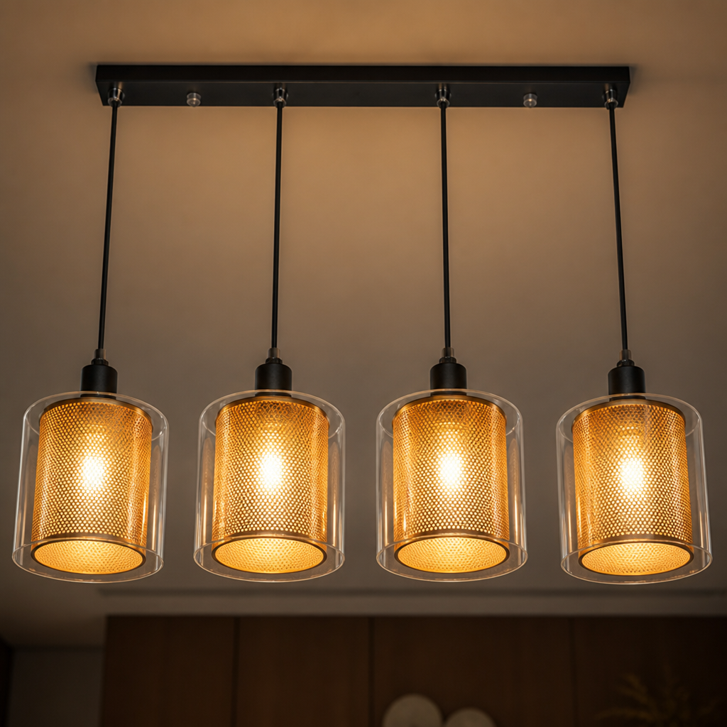 Vintage Black & Gold Double-Layer Shade Pendant Light