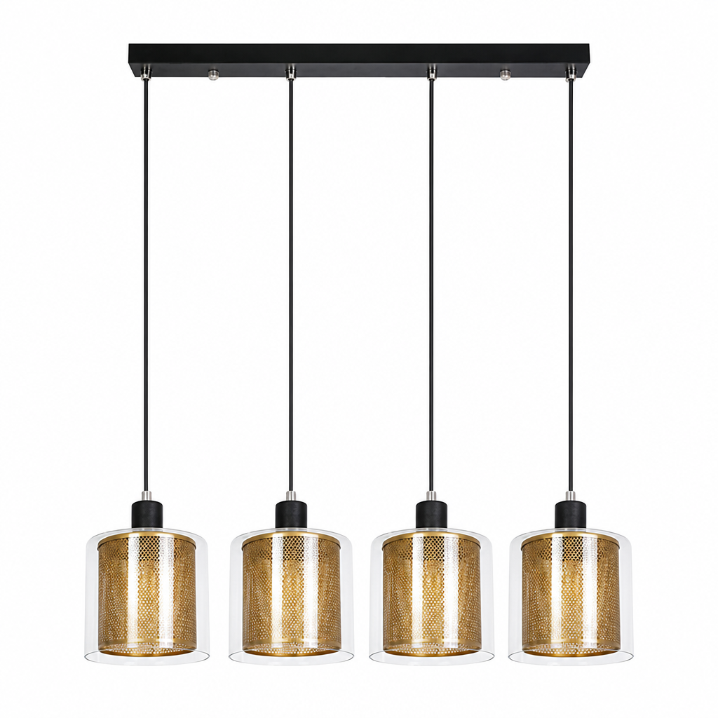 Vintage Black & Gold Double-Layer Shade Pendant Light