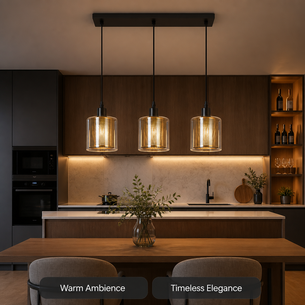Vintage Black & Gold Double Shade Pendant Light