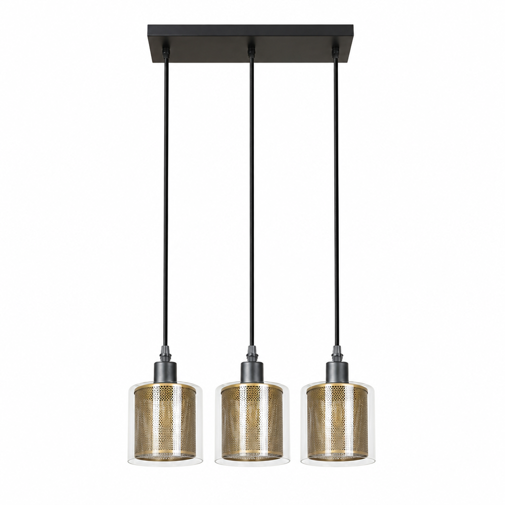 Vintage Black & Gold Double Shade Pendant Light