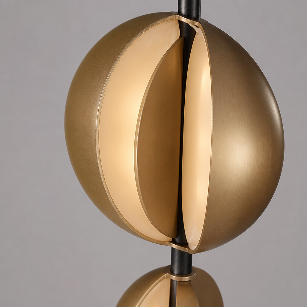 Vintage Black & Gold LED Double-Shade Floor Lamp