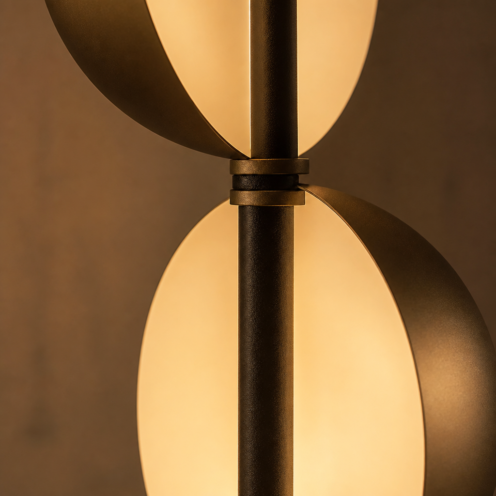 Vintage Black & Gold LED Double-Shade Floor Lamp
