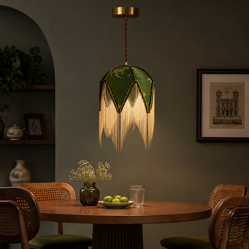Vintage Cloth Shade Pendant Light