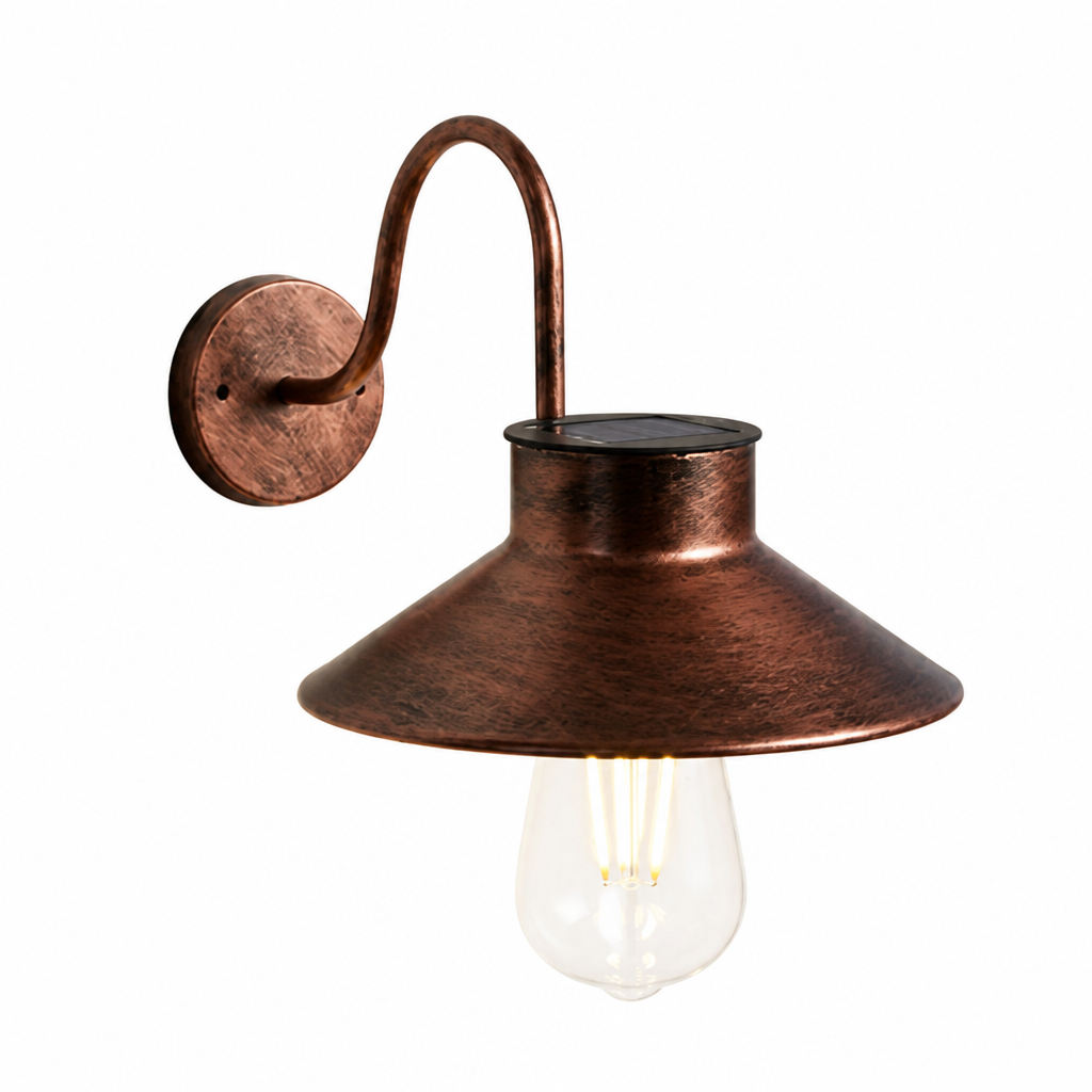 Vintage Copper LED Curved Arm Wall Sconce