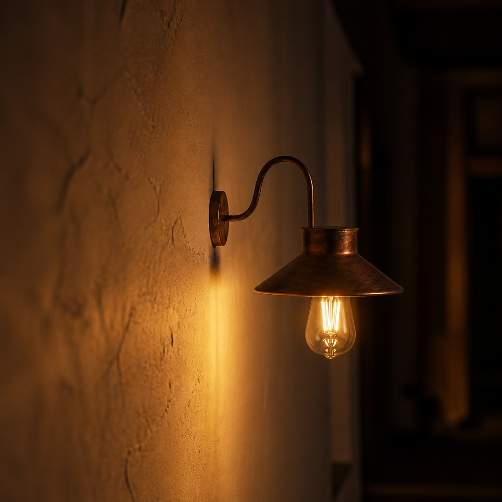 Vintage Copper LED Curved Arm Wall Sconce