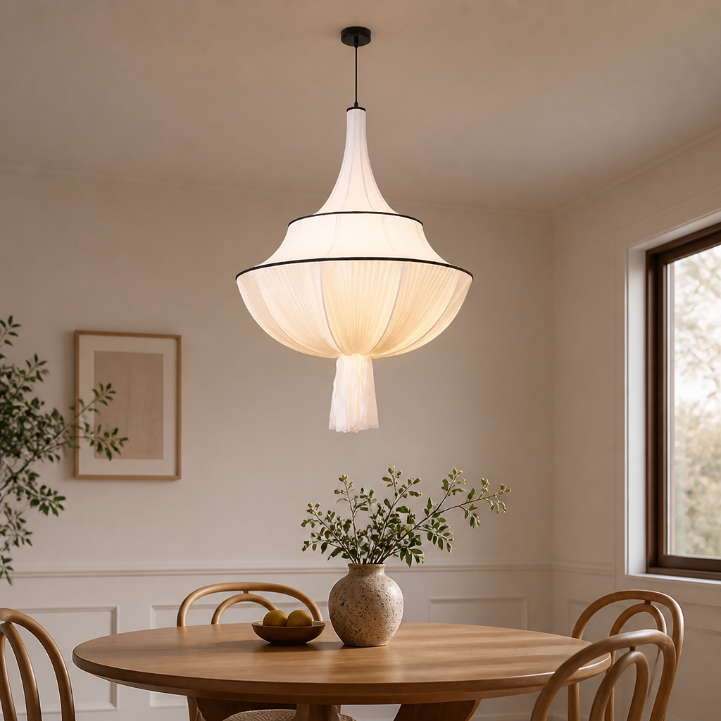 Vintage Fabric Iron Frame Pendant Light
