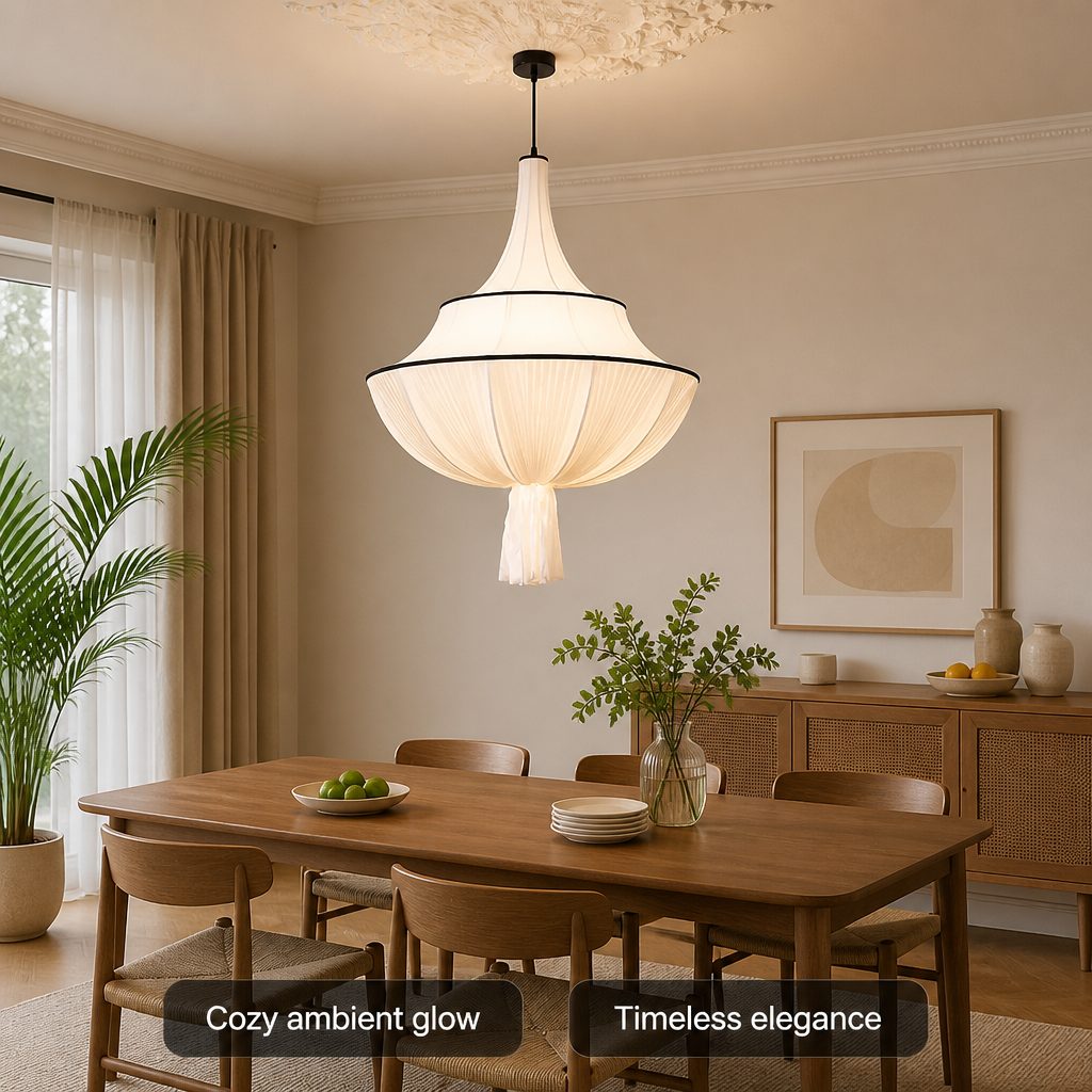 Vintage Fabric Iron Frame Pendant Light