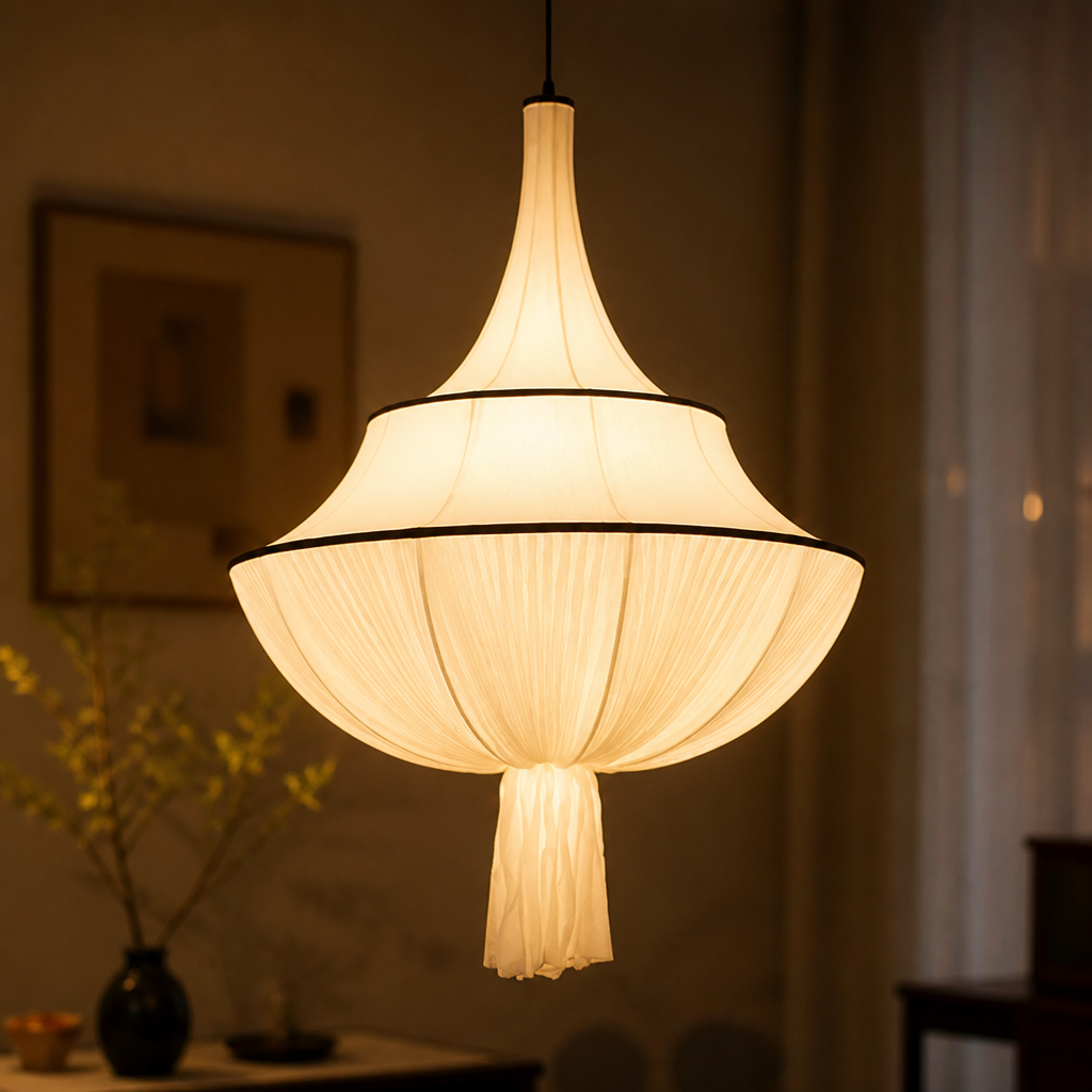 Vintage Fabric Iron Frame Pendant Light