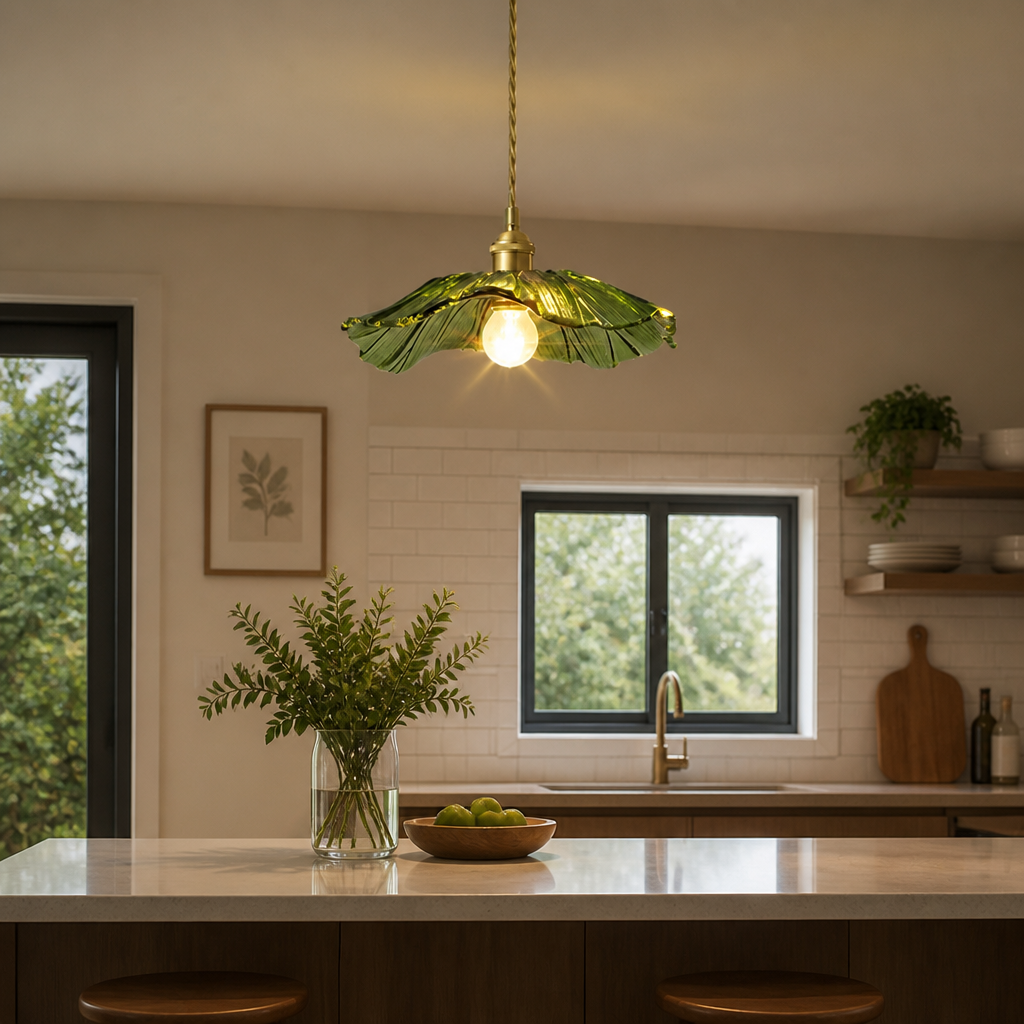 Vintage Glass Flower Shade Pendant Light