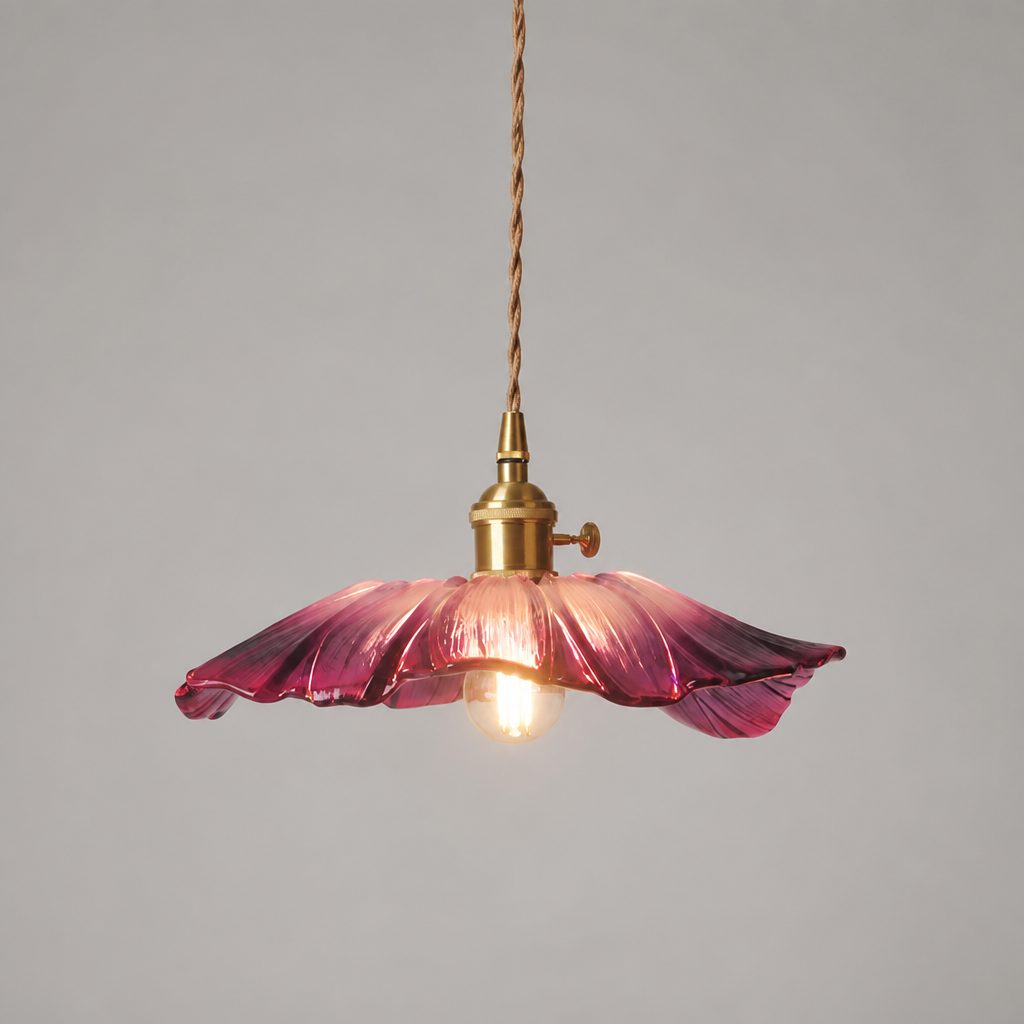 Vintage Glass Flower Shade Pendant Light