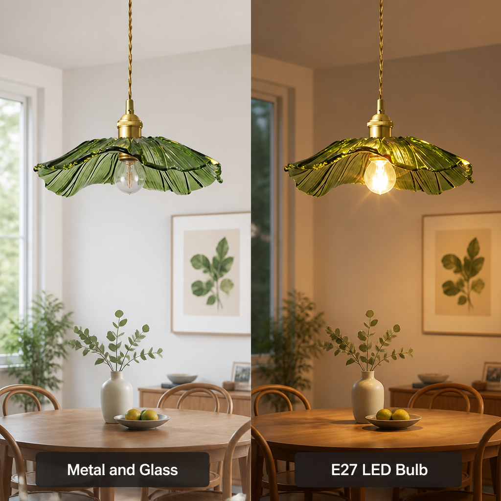 Vintage Glass Flower Shade Pendant Light