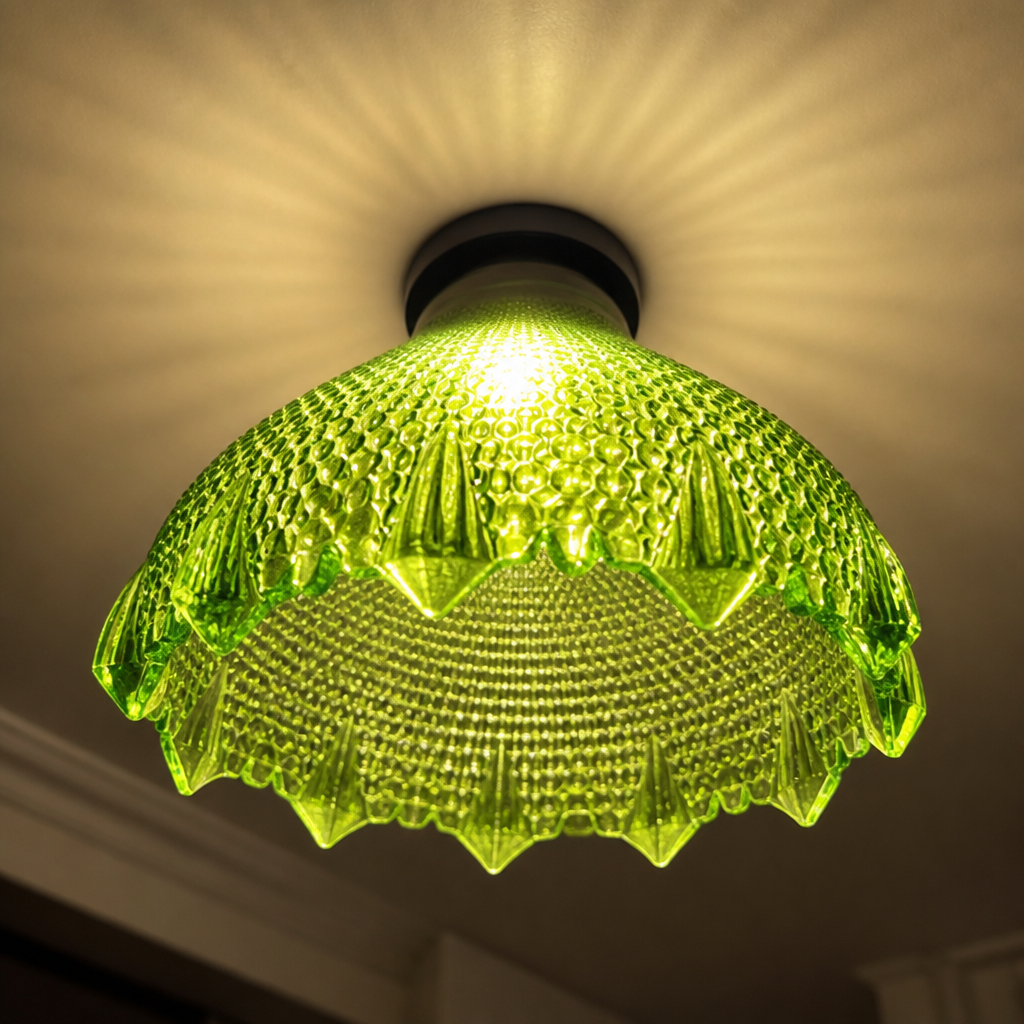 Vintage Green Glass Pendant Light