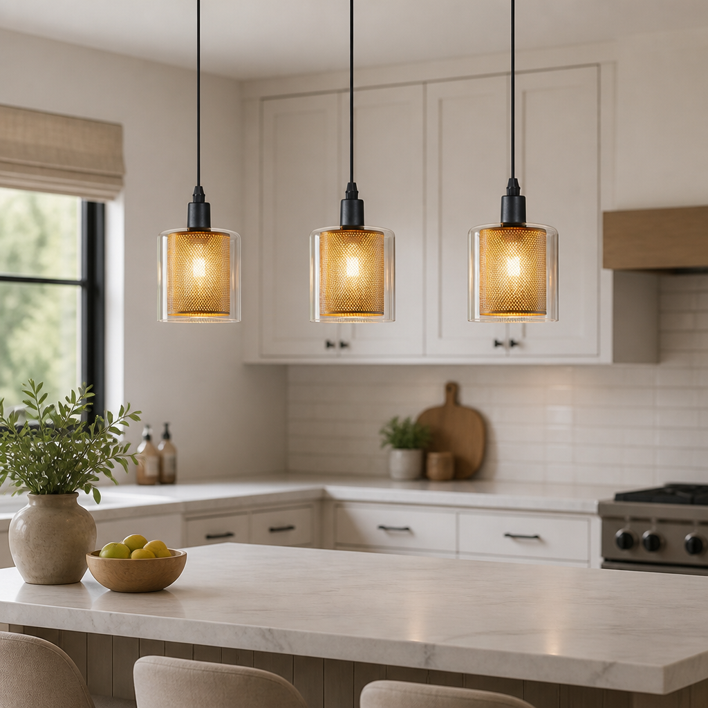 Vintage Metal & Glass Double-Layer Pendant Light