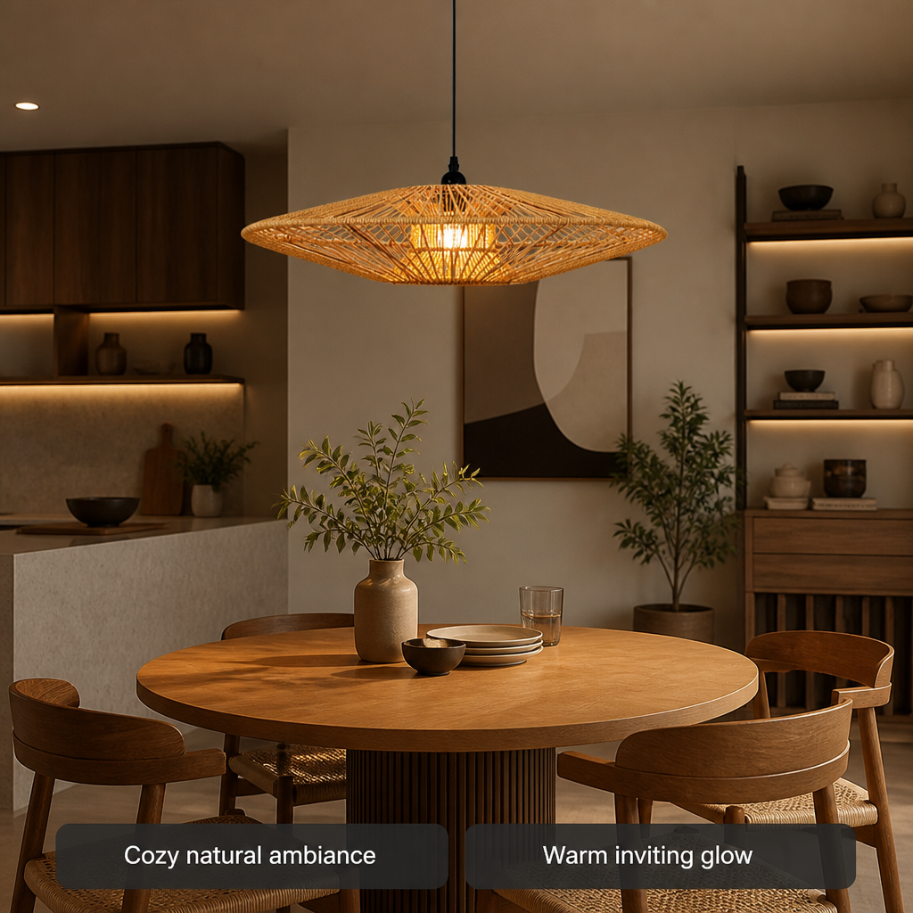 Vintage Paper Rope Flying Saucer Pendant Light