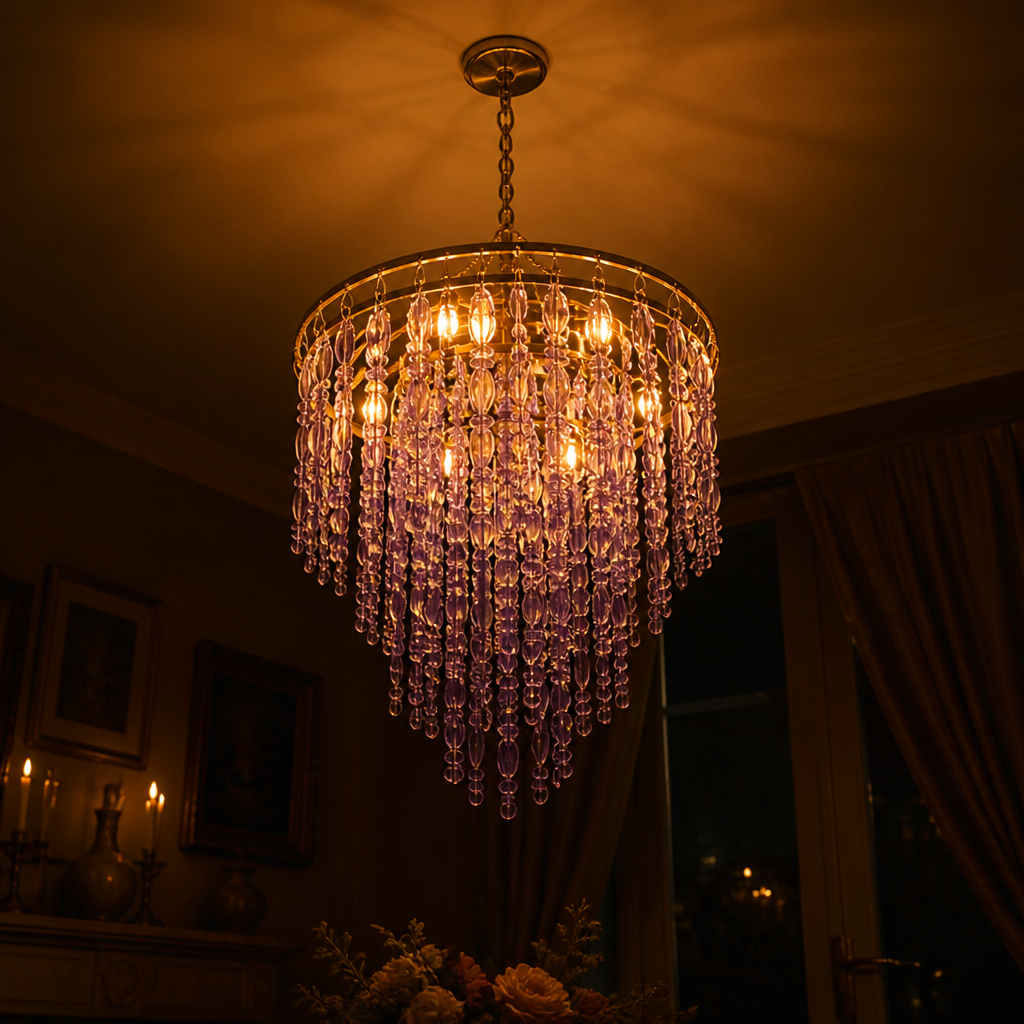 Vintage Purple Beaded Pendant Light