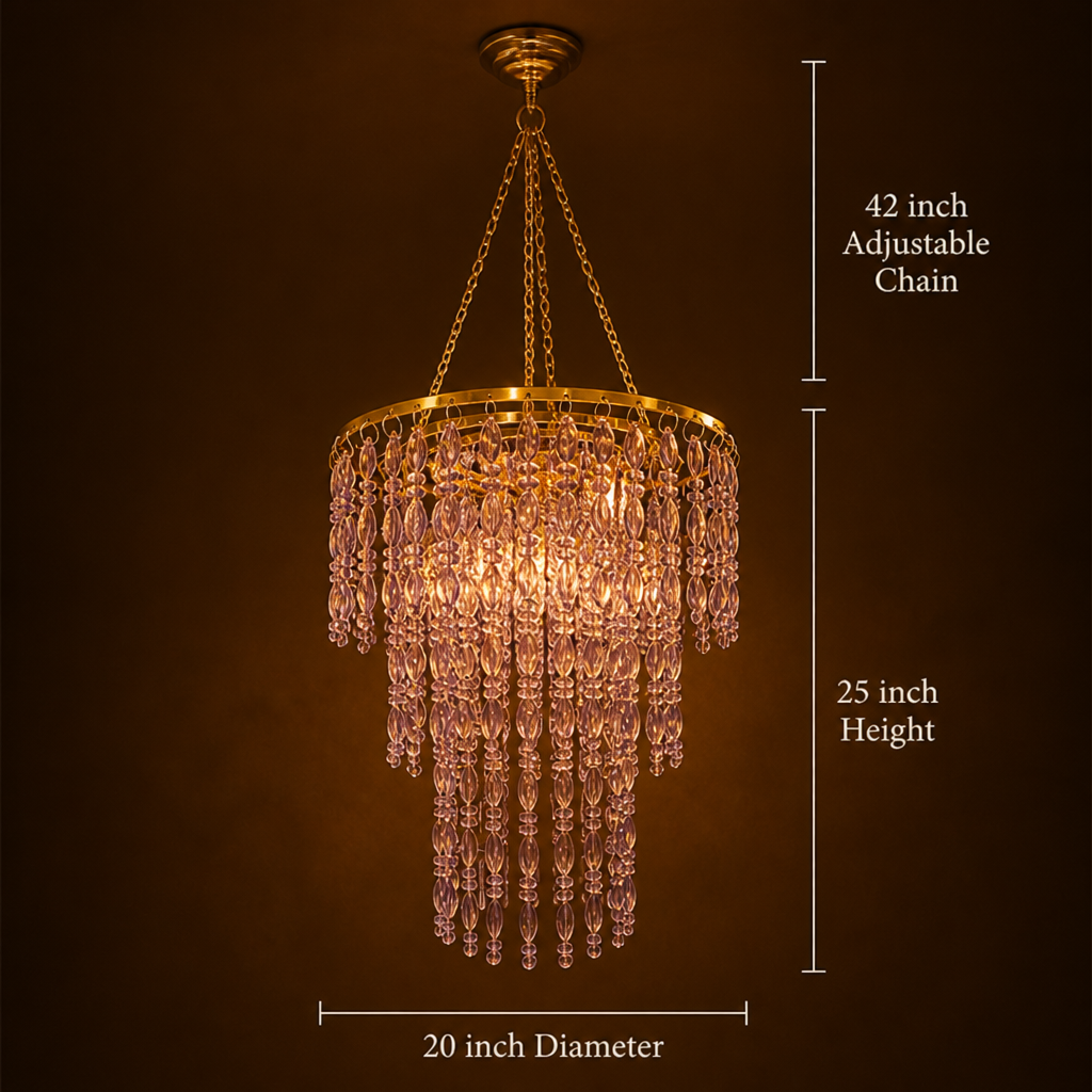 Vintage Purple Beaded Pendant Light