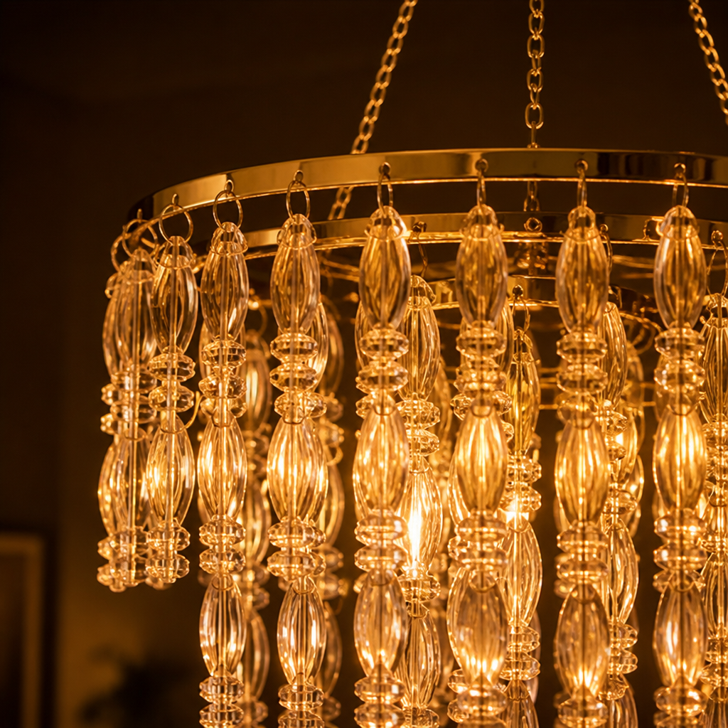 Vintage Purple Beaded Pendant Light