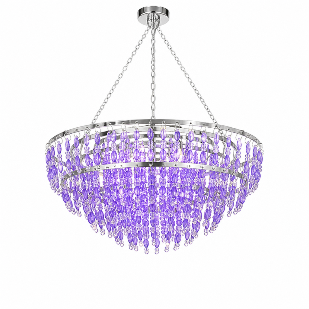 Vintage Purple Beaded Pendant Light
