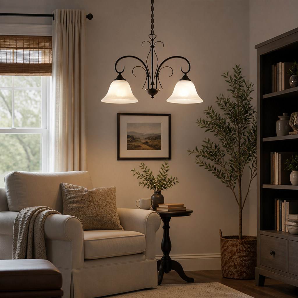 Vintage Rust with Glass Shade Pendant Light