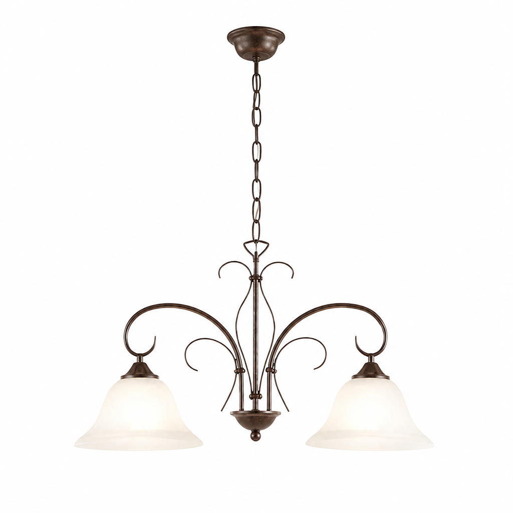 Vintage Rust with Glass Shade Pendant Light
