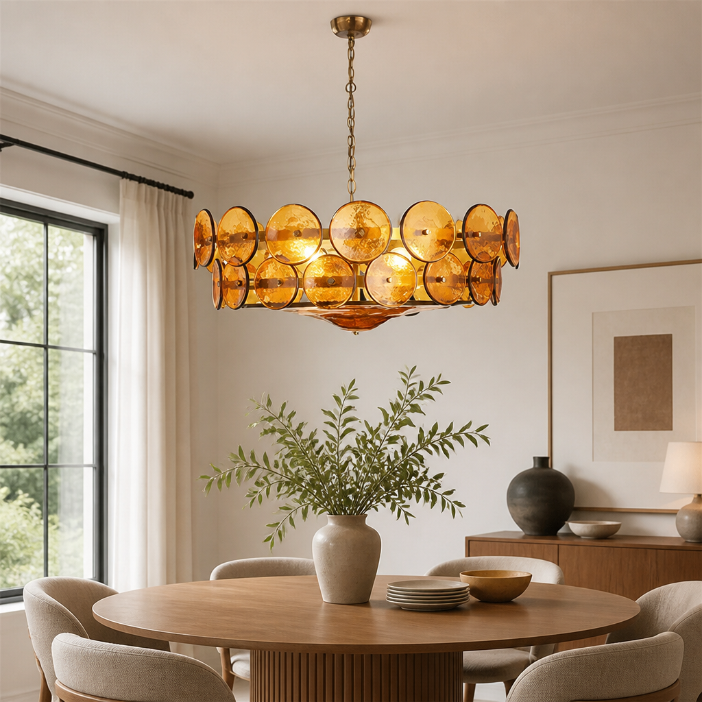 Vintage White LED Round Chandelier