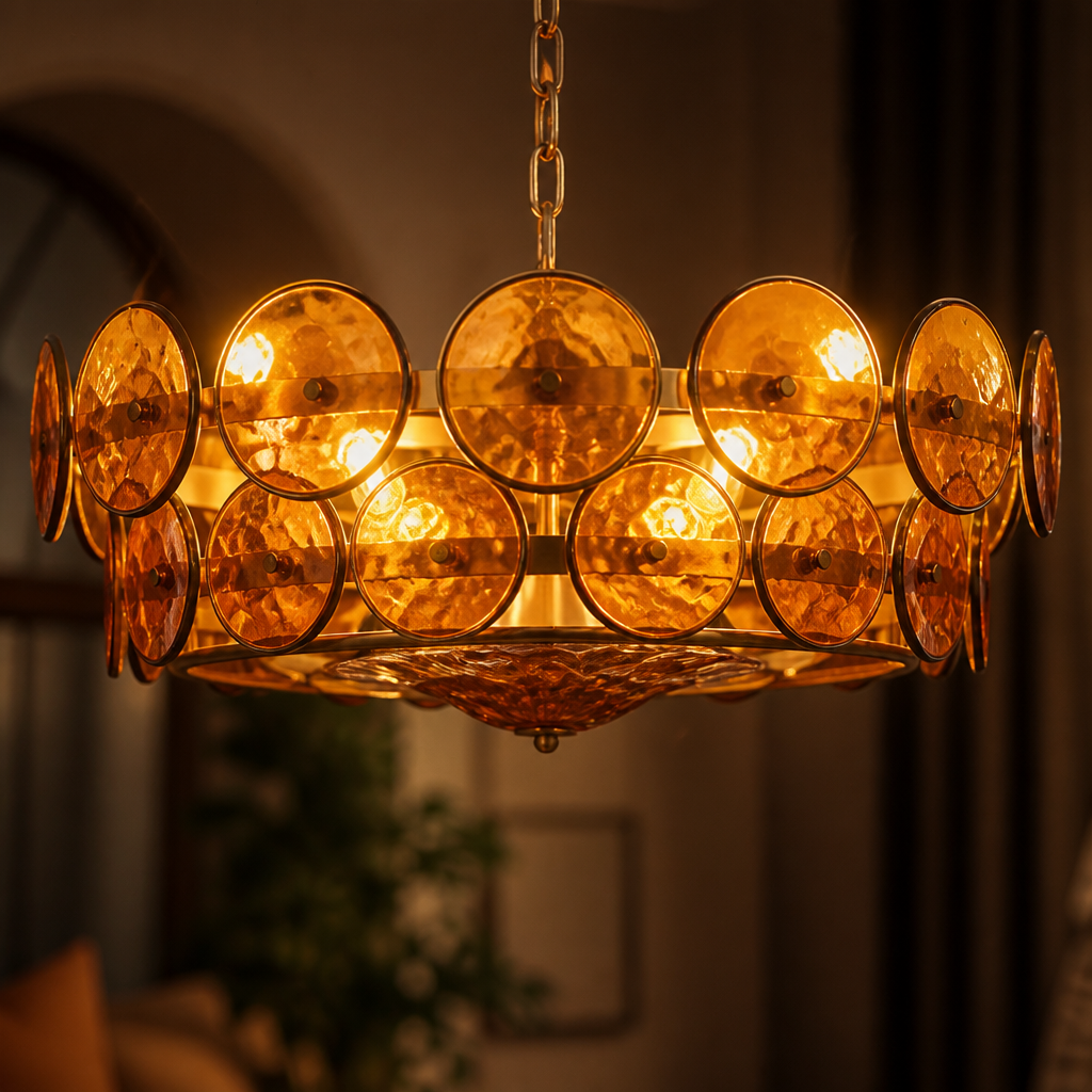 Vintage White LED Round Chandelier