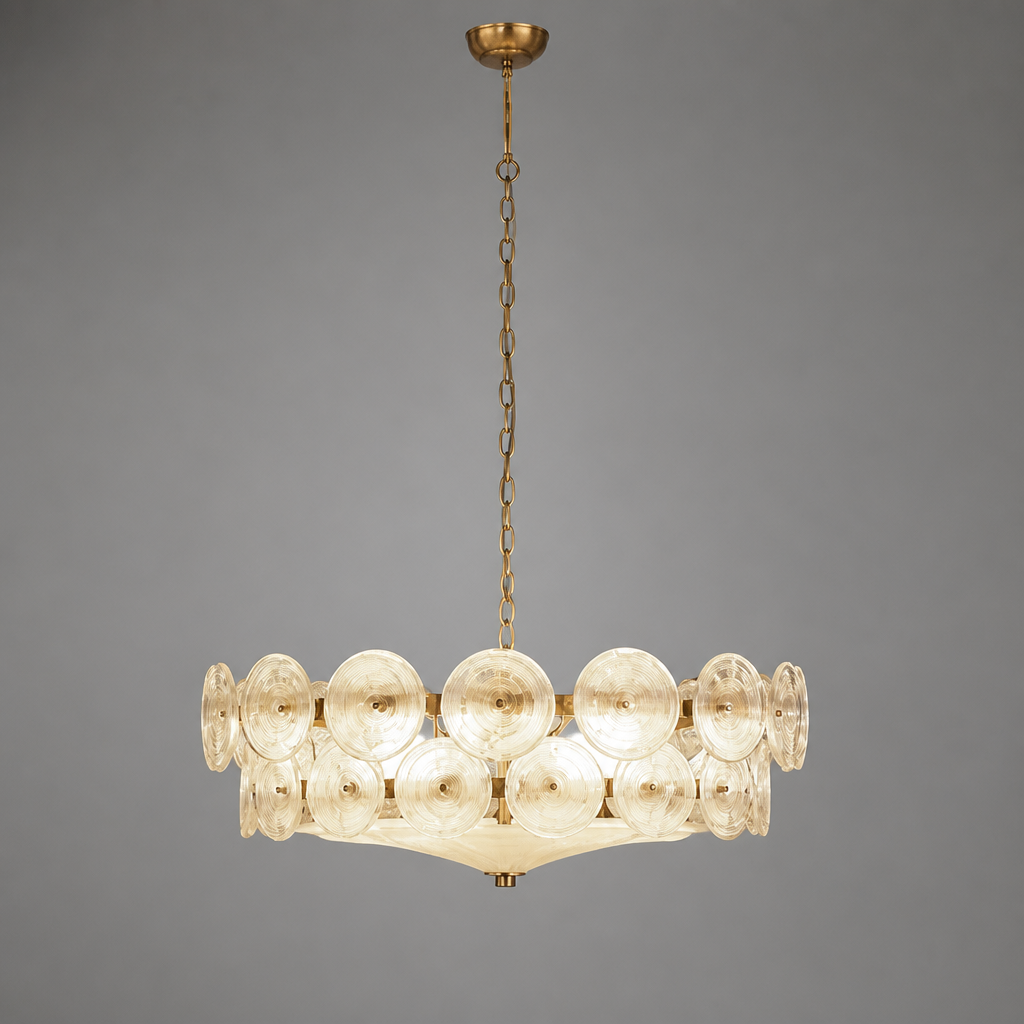 Vintage White LED Round Chandelier