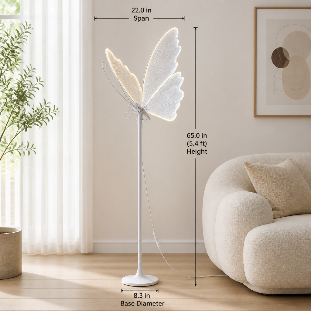 Vintage White Lace LED Butterfly Floor Lamp