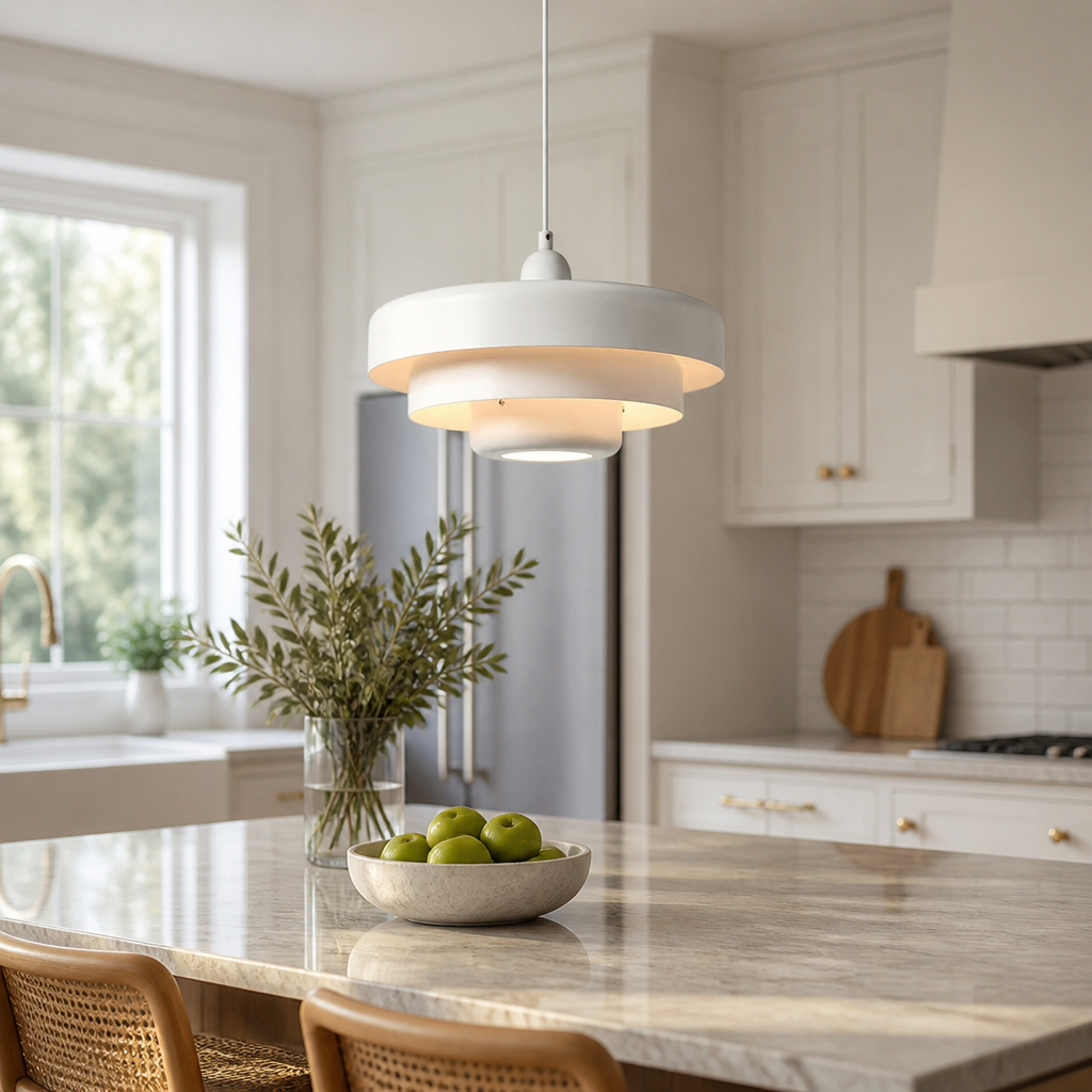 Vintage White Metal Three-Layer Pendant Light