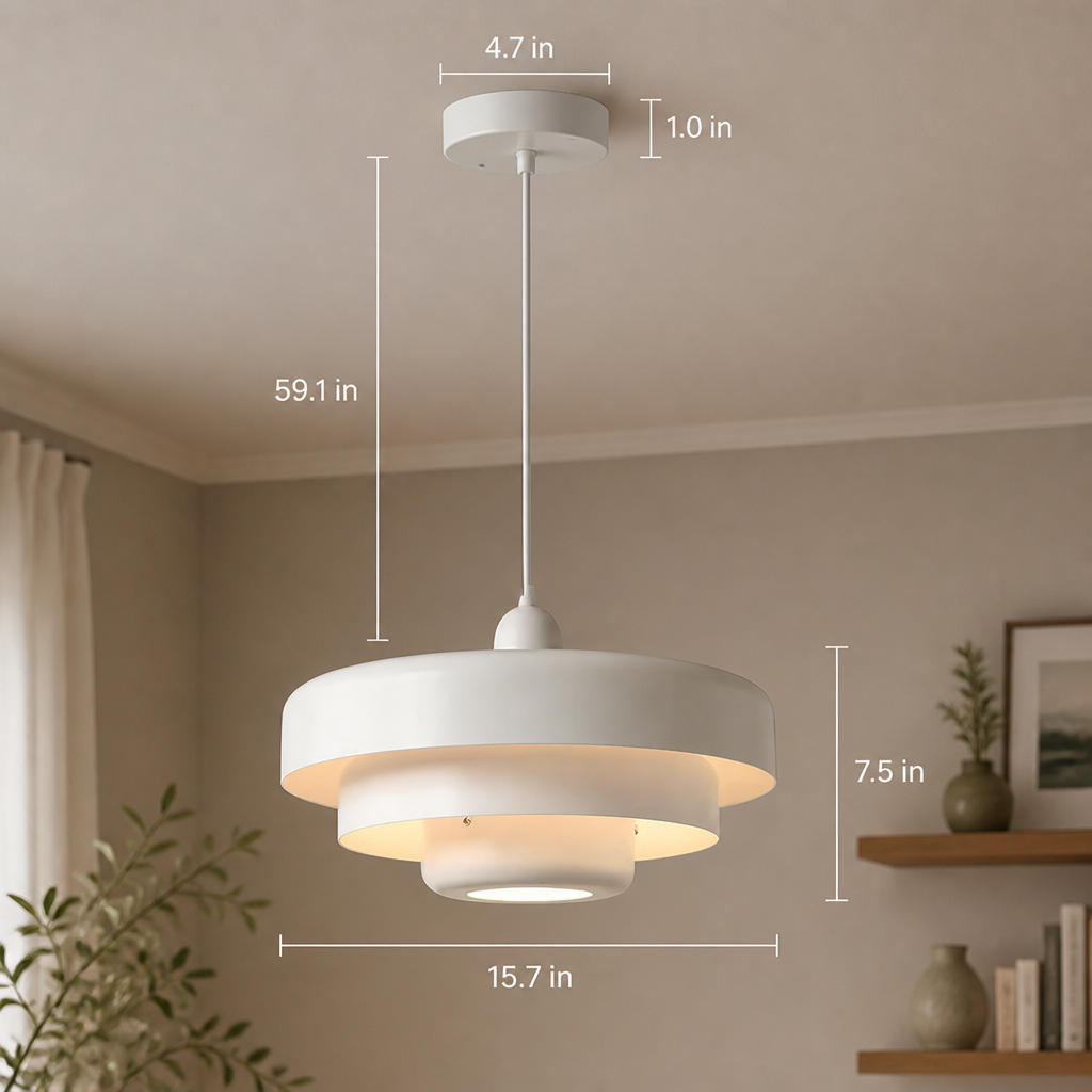 Vintage White Metal Three-Layer Pendant Light