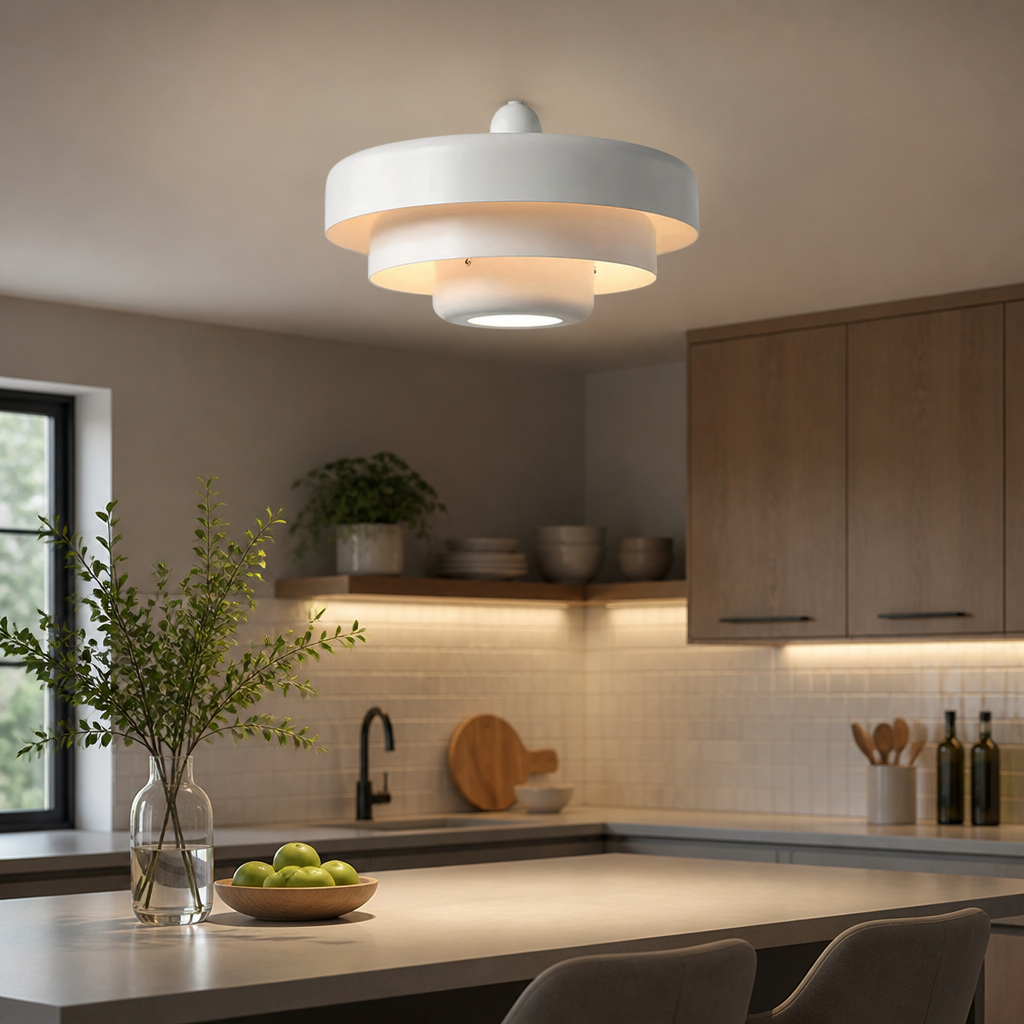 Vintage White Metal Three-Layer Pendant Light