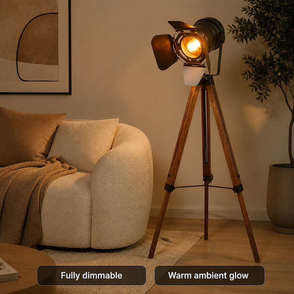 Vintage Wood & Iron Floor Lamp