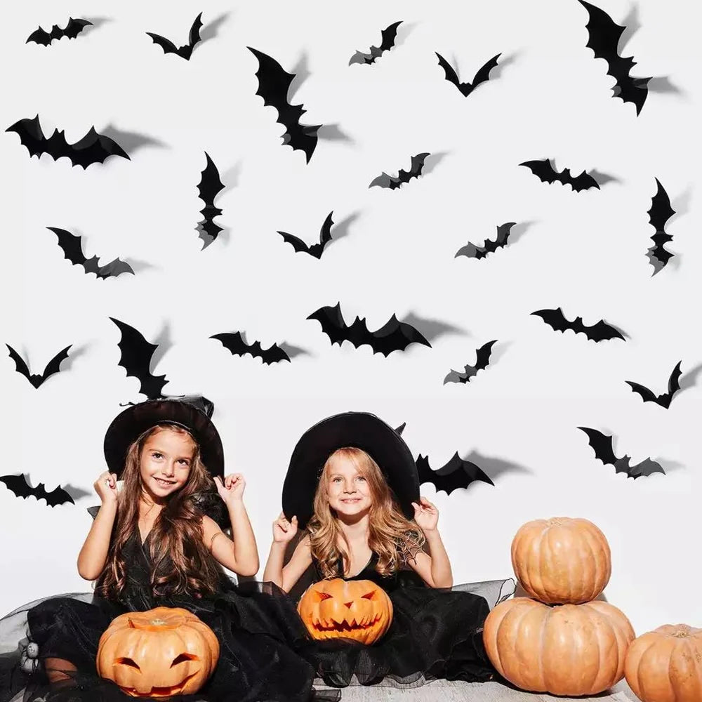 Wall Stickers 3D Bat Self-Adhesive Set of 24