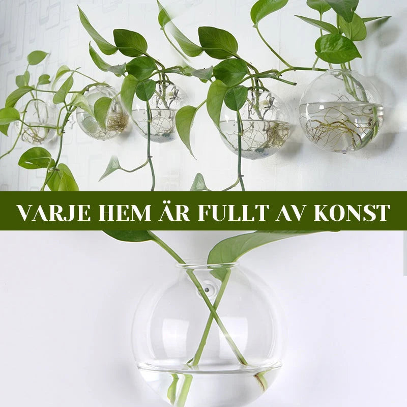 Wall Vase Drill-Free Mounting Borosilicate Glass
