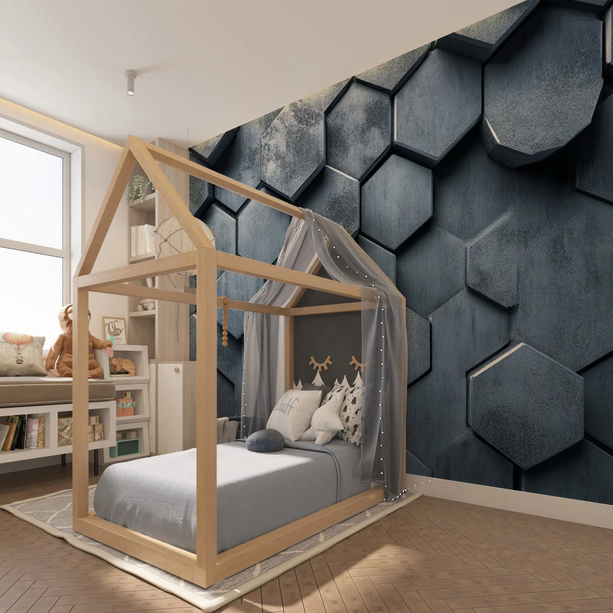 Wallpaper 3D Honeycomb Metallic Peel & Stick