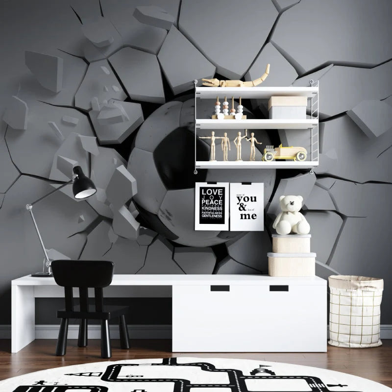 Wallpaper 3D Soccer Black & White