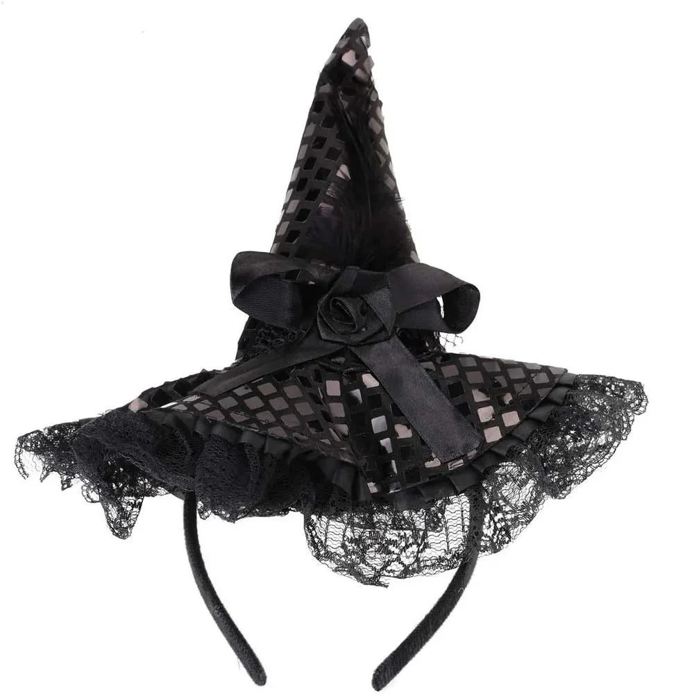 Witch Hat Feathers & Lace Trim Lightweight & Shape-Stable