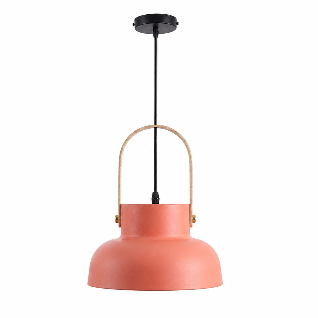 Wood-Grain Macaron Shade Pendant Light