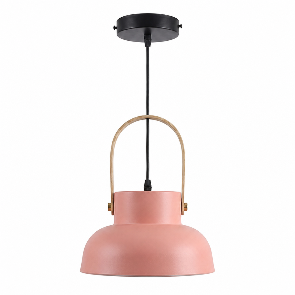 Wood-Grain Macaron Shade Pendant Light