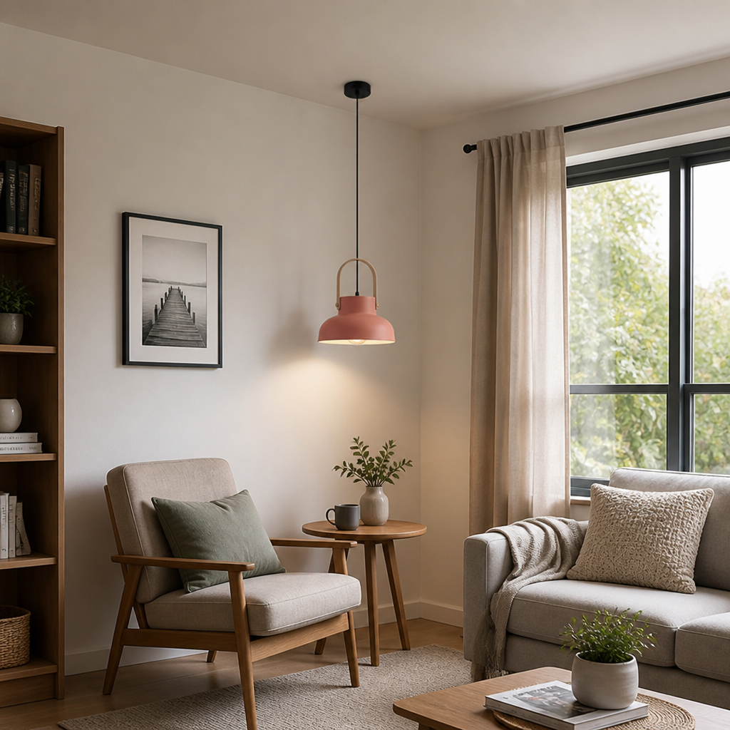Wood-Grain Macaron Shade Pendant Light