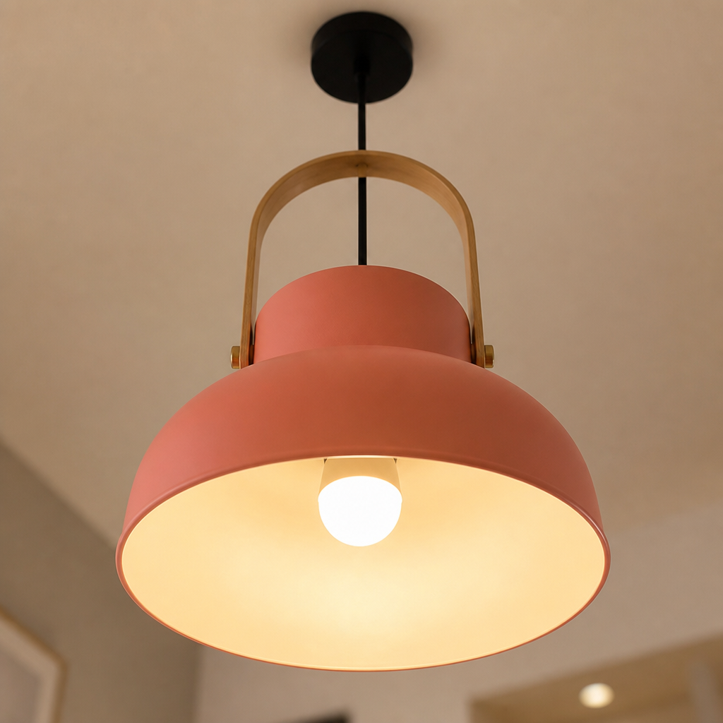 Wood-Grain Macaron Shade Pendant Light