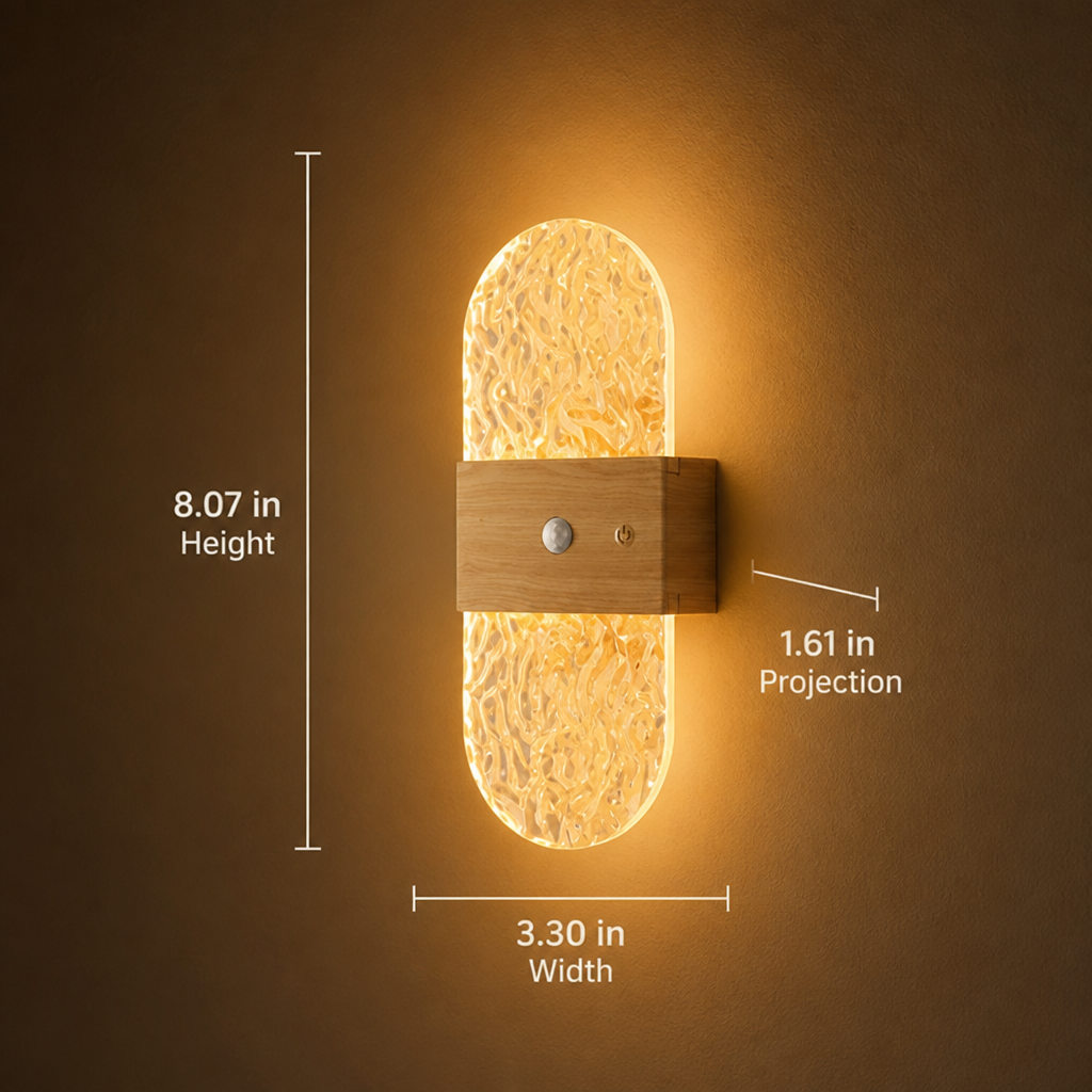 Wood LED Motion Sensor Wall Sconce