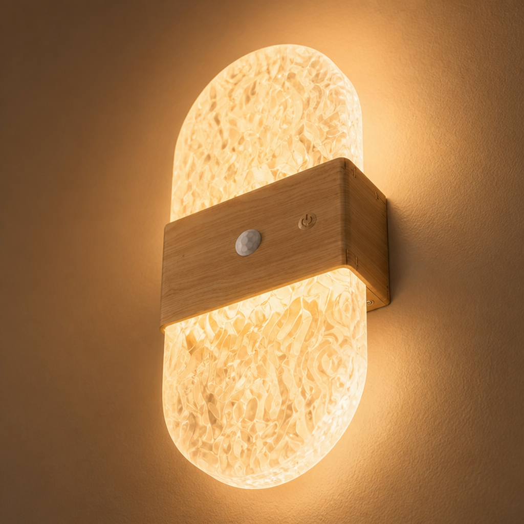 Wood LED Motion Sensor Wall Sconce