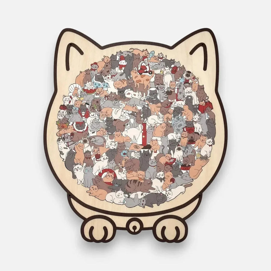 Wooden Cat Puzzle Natural Wood 135 Pieces