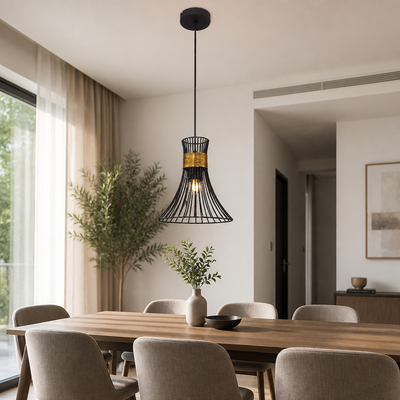 Minimalist Gold & Black Conical Pendant Light