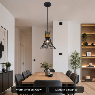 Minimalist Gold & Black Conical Pendant Light