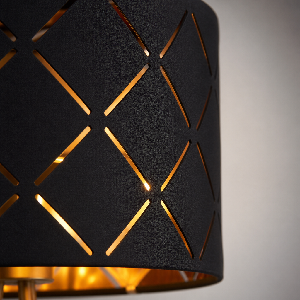 Scandinavian Black & Gold Fabric Floor Lamp