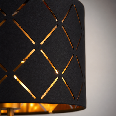 Scandinavian Black & Gold Fabric Floor Lamp