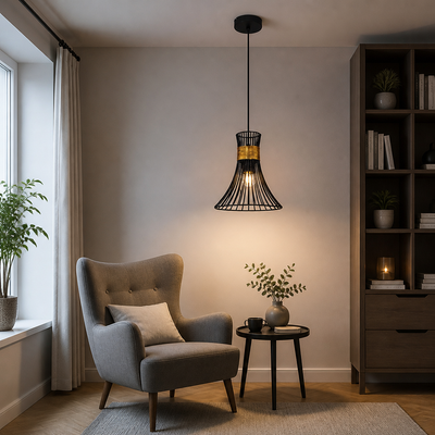 Minimalist Gold & Black Conical Pendant Light