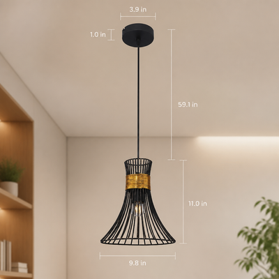Minimalist Gold & Black Conical Pendant Light